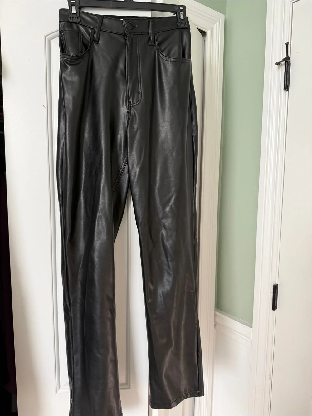 Abercrombie & Fitch Black Faux-Leather Straight Leg Pants